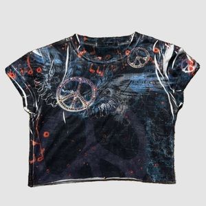 MAYA Peace Rhinestone Baby Crop-top